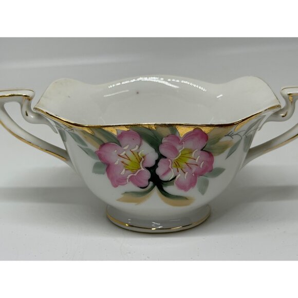 Vintage Noritake Azalea Sugar Bowl 4"x2.5" Hand-Painted Floral Gold Trim Japan - Picture 2 of 8